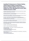 Certified Professional in Patient Safety&comma; CPPS Patient Safety Certification&comma; National Patient Safety Goals&comma; Patient Safety And Risk Management Exam With Vefified Answers 2024