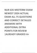 NUR 635 MIDTERM EXAM NEWEST 2024 ACTUAL EXAM ALL 75 QUESTIONS AND CORRECT DETAILED ANSWERS WITH ADDITIONAL EXTRA POINTS FOR REVIEW |ALREADY GRADED A+