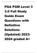 PGA PGM Level 3 3.0 Full Study Guide Exam Questions with Definitive Solutions (Updated) 2023- 2024 graded A+