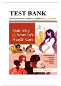 Test Bank for Maternity and Women’s Health Care, 13th Edition (Lowdermilk, 2024), Chapter 1-37 | All Chapters with Correct Questions and answers