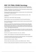 SOC 101 FINAL EXAM&comma; Sociology 2024 &vert; EXAM WITH ALL FREQUENTLY TESTED QUESTIONS AND STUDY GUIDE  VERIFIED FOR GUARANTEED PASS