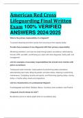BEST ANSWERS American Red Cross Lifeguarding Final Written Exam 100% VERIFIED  ANSWERS 2024/2025