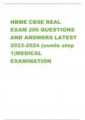 NBME CBSE REAL EXAM 200 QUESTIONS AND ANSWERS LATEST 2023-2024