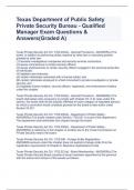 Texas Department of Public Safety Private Security Bureau - Qualified Manager Exam Questions & Answers(Graded A)