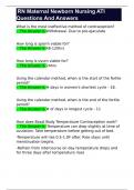  RN Maternal Newborn Nursing ATI Questions And Answers 