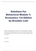 Solutions For Behavioral Module 1: Economics 1st Edition by Brandon Lehr
