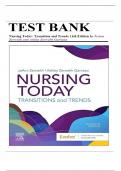 Test Bank for Nursing Today&colon; Transition and Trends&comma; 11th Edition &lpar;Zerwekh&comma; 2023&rpar;&comma; Chapter 1-26 &vert; All Chapters with Correct Questions and Answers&sol; A&plus;