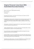 Virginia Personal Lines Exam With Guaranteed Accurate Answers