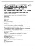 ADVANCED EXAM QUESTIONS AND ANSWER FOR PRINCIPLES OF MARKETING 17TH EDITION &lpar;KOTLER&sol;ARMSTRONG&rpar; TESTBANK 