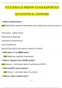 Fitzgerald PMHNP Exam Reported Questions and Answers (2024 / 2025) (Verified Answers)PDF