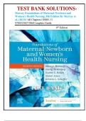 TEST BANK SOLUTIONS- Murray Foundations of Maternal-Newborn and Women's Health Nursing, 8th Edition By Murray et al.,(2023)/ All Chapters/ ISBN-13 9780323827386/Complete Guide