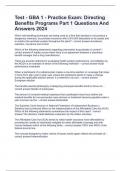 Test - GBA 1 - Practice Exam&colon; Directing Benefits Programs Part 1 Questions And Answers 2024