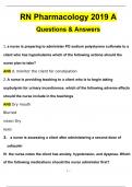 RN Pharmacology 2019 A  Questions and Answers From The Actual Exam, Guaranteed Score A+