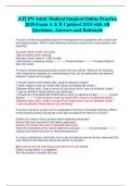 ATI PN Adult Medical Surgical Online Practice  2020 Exam A & B Updated 2024 with All  Questions&comma; Answers and Rationale