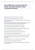 Texas Manicure License Exam Psi Study Test 2024 Questions With Complete Solutions&period;