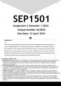 SEP1501 Assignment 2 &lpar;ANSWERS&rpar; Semester 1 2024 - DISTINCTION GUARANTEED