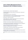 Unit 2- Waste Management Exam Questions with Complete Answers