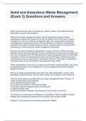 Solid and Hazardous Waste Management &lpar;Exam 3&rpar; Questions and Answers