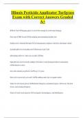 Illinois Pesticide Applicator Turfgrass Exam with Correct Answers Graded  A+ 