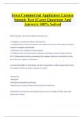 Iowa Commercial Applicator License  Sample Test &lpar;Core&rpar; Questions And  Answers 100&percnt; Solved 