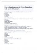 Power Engineering 4A Exam Questions with correct Answers