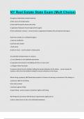 NY Real Estate State Exam &lpar;Mult Choice&rpar; Verified answers latest update 
