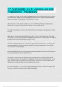 NY Real Estate Ch 1 License Law and Regulations - Vocabulary Correct answers latest update 