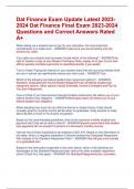Dat Finance Exam Update Latest 2023- 2024 Dat Finance Final Exam 2023-2024 Questions and Correct Answers Rated  A&plus;