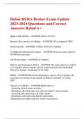 Dubai RERA Broker Exam 2023-2024  Questions and Correct Answers  Rated A+