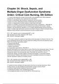 Chapter 34: Shock, Sepsis, and Multiple-Organ Dysfunction Syndrome Urden: Critical Care Nursing, 8th Edition Complete Questions and Answers A+