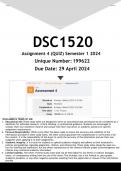 DSC1520 Assignment 4 &lpar;100&percnt; ANSWERS&rpar; Semester 1 2024 - DISTINCTION GUARANTEED