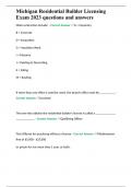 Michigan Residential Builder Licensing Exam 2023 questions and answers 