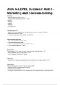AQA A-LEVEL Business&colon; Unit 3 - Marketing and decision-making Question Paper & Mark scheme