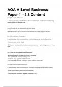 AQA A Level Business Paper 1 - 3&period;8 Content