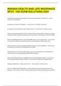 INDIANA HEALTH AND LIFE INSURANCE SPOT &ndash;ON EXAM SOLUTIONS 2024