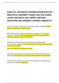 NURS 615&colon; ADVANCED PHARMACOTHERAPEUTICS MARYVILLE UNIVERSITY EXAM 4 &lpar;ACTUAL EXAM&rpar; LATEST 2024 WITH 150&plus; EXPERT CERTIFIED QUESTIONS AND ANSWER I ALREADY GRADED A&plus; 