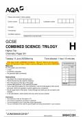 2023 AQA GCSE COMBINED SCIENCE&colon; TRILOGY 8464&sol;C&sol;2H Chemistry Paper 2H Question Paper & Mark scheme &lpar;Merged&rpar; June 2023 &lbrack;VERIFIED&rsqb;
