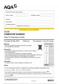 2023 AQA GCSE COMPUTER SCIENCE 8525&sol;2 Paper 2 Computing concepts Question Paper & Mark scheme &lpar;Merged&rpar; June 2023 &lbrack;VERIFIED&rsqb;