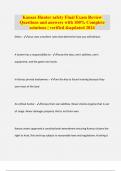 Hunters Safety Course Study Pack &vert; Questions with 100&percnt; Correct Answers &vert; Updated 2024 &vert; Guaranteed A&plus;&vert; 100&percnt; 