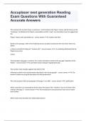 Accuplacer next generation Reading Exam Questions With Guaranteed Accurate Answers