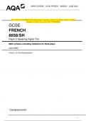 2023 AQA GCSE FRENCH 8658&sol;SH Paper 2 Speaking Higher Tier Mark scheme including Guidance for Role-plays June 2023 &lbrack;VERIFIED&rsqb;