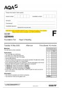 2023 AQA GCSE GERMAN 8668&sol;RF Paper 3 Reading Foundation Tier Question Paper & Mark scheme &lpar;Merged&rpar; June 2023 &lbrack;VERIFIED