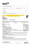 2023 AQA GCSE GERMAN 8668&sol;WF Paper 4 Writing Foundation Tier Question Paper & Mark scheme &lpar;Merged&rpar; June 2023 &lbrack;VERIFIED