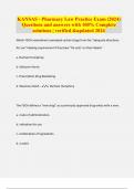 KANSAS - Pharmacy Law Practice Exam &lpar;2024&rpar; Questions and answers with 100&percnt; Complete solutions &vert; verified &updated 2024