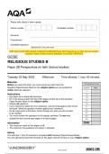 2023 AQA GCSE RELIGIOUS STUDIES B 8063&sol;2B Paper 2B Perspectives on faith &lpar;textual studies&rpar; Question Paper & Mark scheme &lpar;Merged&rpar; June 2023 &lbrack;VERIFIED&rsqb;