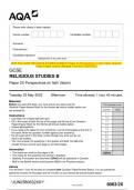 2023 AQA GCSE RELIGIOUS STUDIES B 8063&sol;2B Paper 2B Perspectives on faith &lpar;textual studies&rpar; Question Paper & Mark scheme &lpar;Merged&rpar; June 2023 &lbrack;VERIFIED&rsqb;