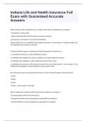 Indiana Life and Health Insurance Full Exam with Guaranteed Accurate Answers