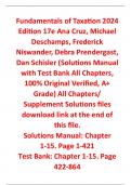 Fundamentals of Taxation 2024 Edition 17th Edition By Ana Cruz, Michael Deschamps, Frederick Niswander, Debra Prendergast, Dan Schisler (Solutions Manual with Test Bank All Chapters, 100% Original Verified, A+ Grade)