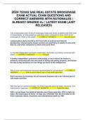 2024 TEXAS SAE REAL ESTATE BROKERAGE EXAM ACTUAL EXAM QUESTIONS AND CORRECT ANSWERS WITH RATIONALES | ALREADY GRADED A+ | LATEST EXAM (JUST RELEASED)