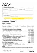 2023 AQA GCSE RELIGIOUS STUDIES A 8062&sol;14 Paper 1&colon; Hinduism Question Paper & Mark scheme &lpar;Merged&rpar; June 2023 &lbrack;VERIFIED&rsqb;